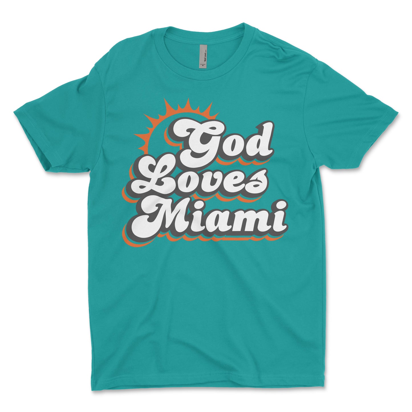 God Loves Miami Miami Dolphins Teal T-Shirt by Love Unltd