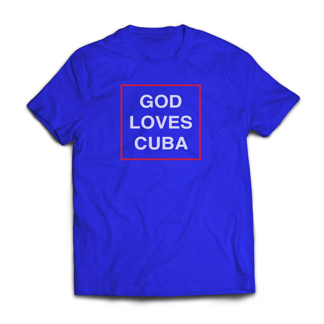 GOD LOVES CUBA T-SHIRT (BLUE)